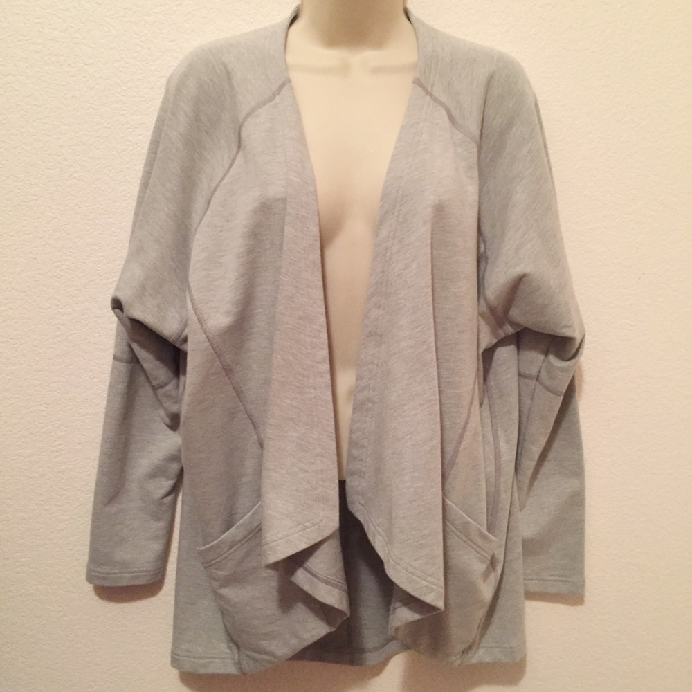Lucy Open Front Oversized Sweatshirt Gray Small